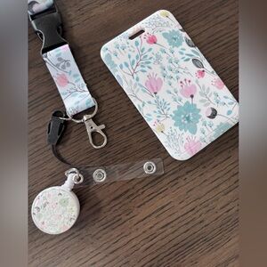 BRAND NEW Floral Pattern ID and  Lanyard Set
